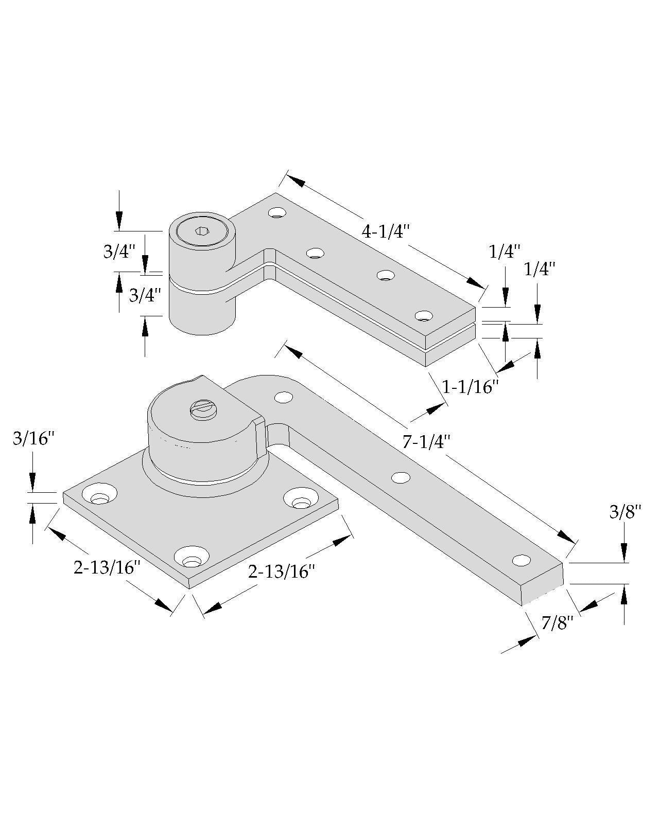 ABH 0117 Pivot Set - 3/4" Offset Stainless Steel