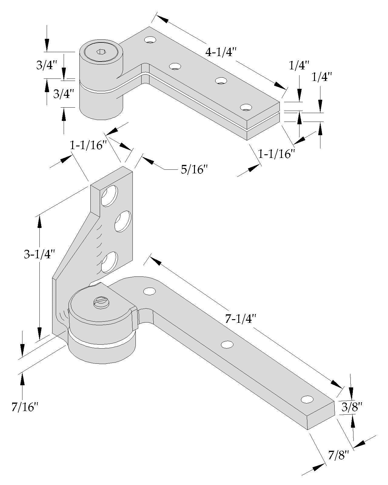 ABH 0117.25 Jamb Mount Pivot Set - 3/4" Offset Stainless Steel