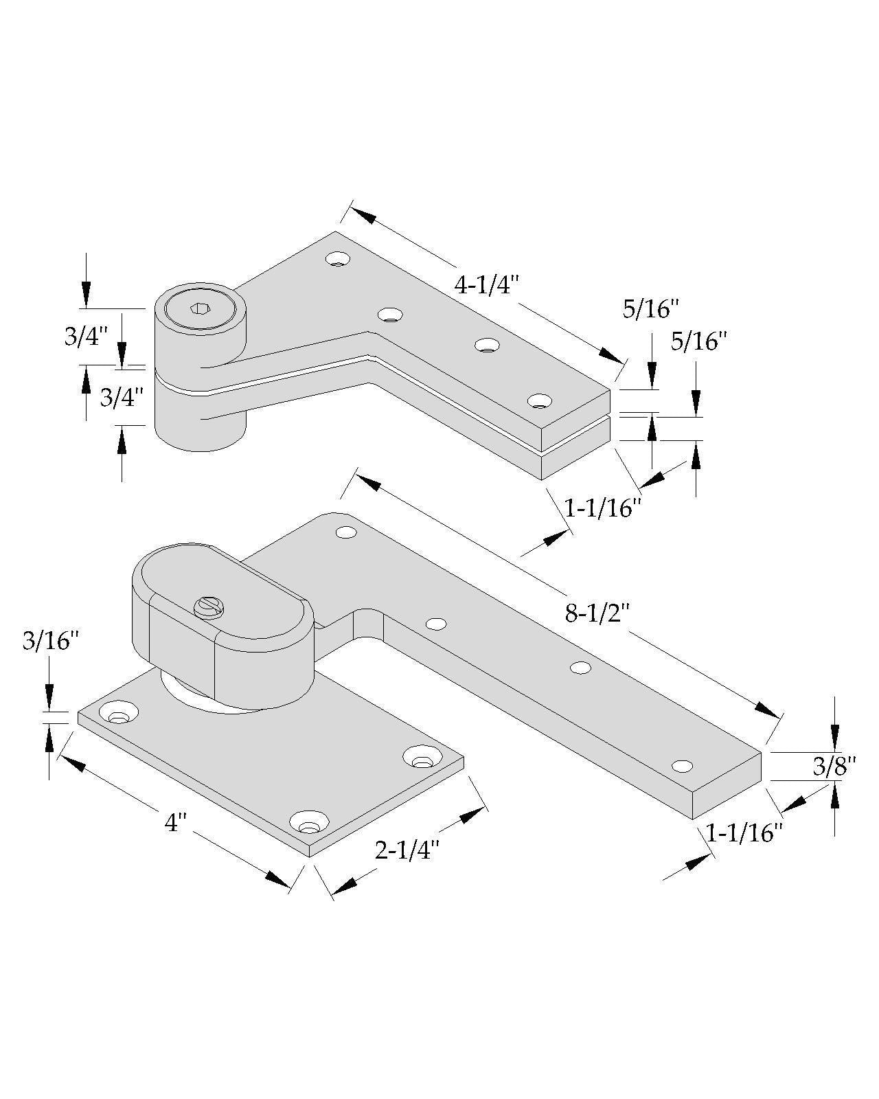 ABH 0147 - 1.5 Pivot Set - 1-1/2" Offset Stainless Steel (Heavy Duty)