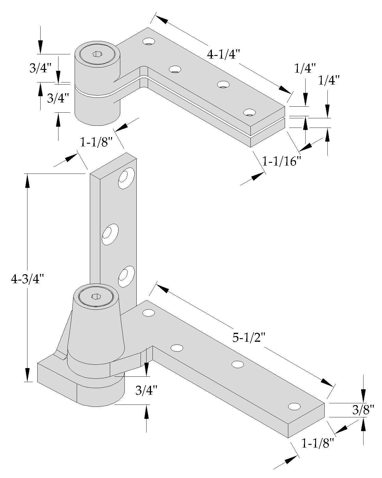 ABH 0195 Pivot Set - 3/4" Offset Stainless Steel (Heavy Duty)