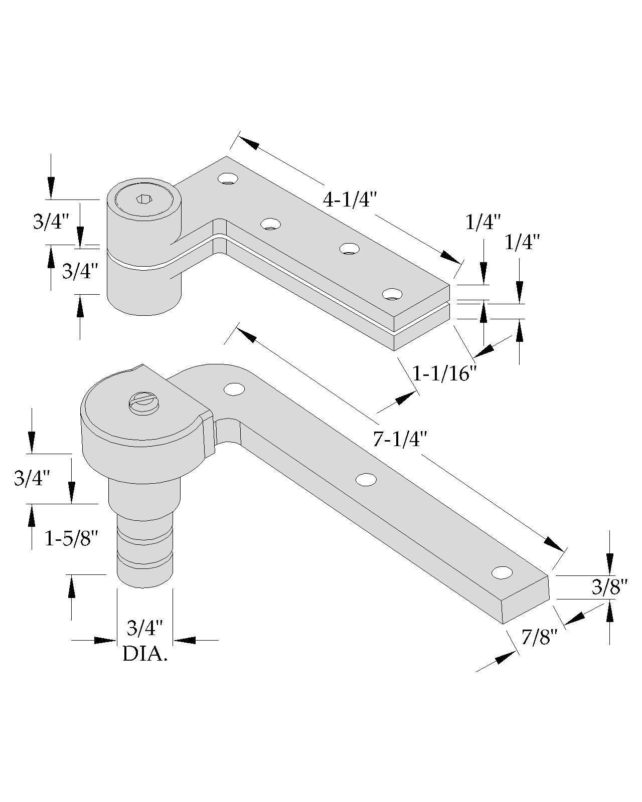 ABH 0173 Pivot Set - 3/4" Offset Stainless Steel