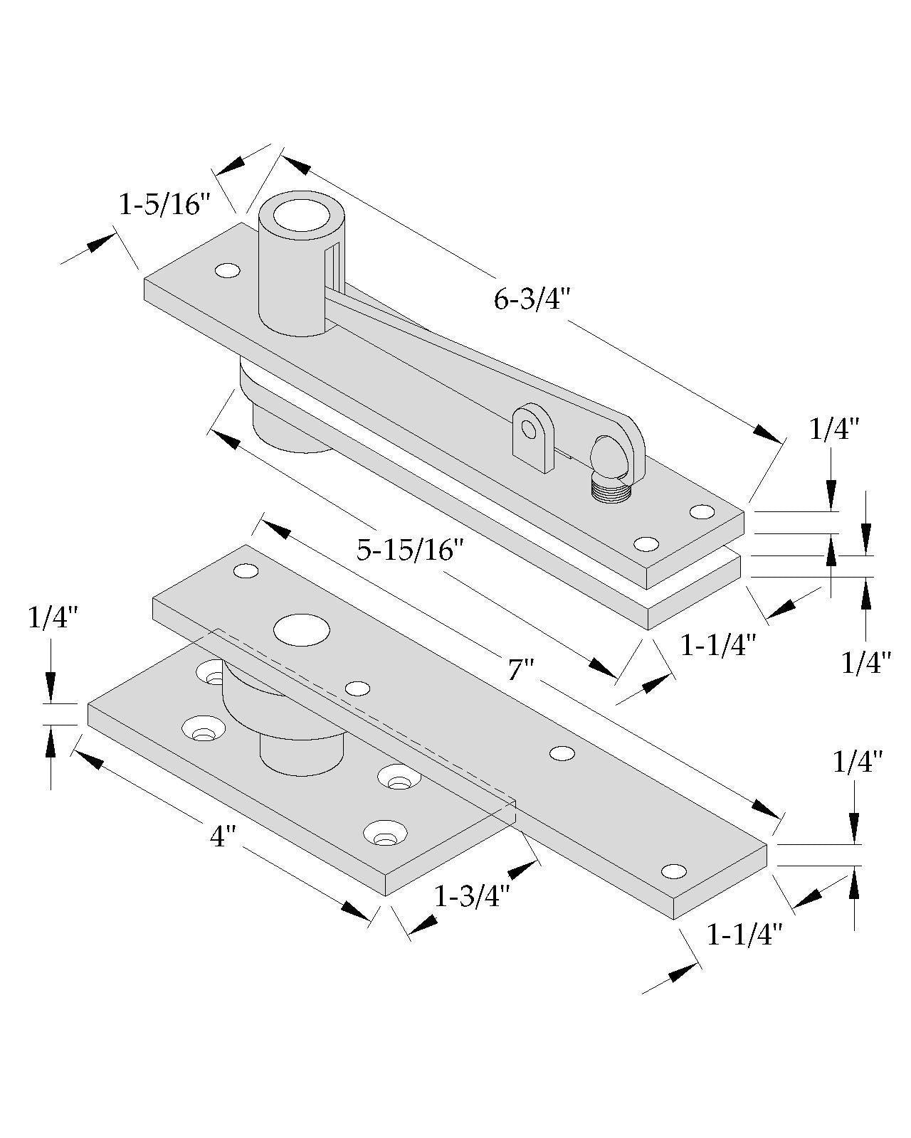 ABH 0370 Pivot Set - Center Hung (Heavy Duty Non-Handed)
