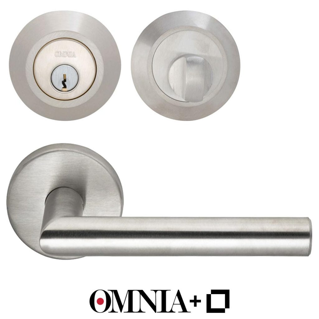 Omnia Modern Stainless Steel Keyless Auxiliary Deadbolt Kit powered by Level with 12 Lever Latchset
