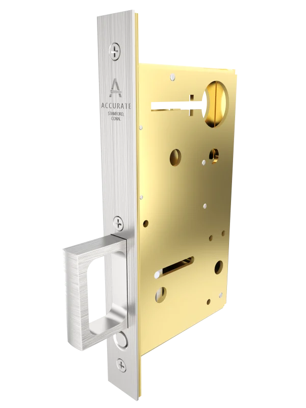 Accurate - Pocket Door Edge Pulls - 2002CPDP Passage Edge Pull 8" (Lock Body Only)