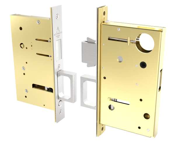 Accurate - Pocket Door Edge Pulls - 2002CPDS Double Door Strike Edge Pull (Lock Body Only)