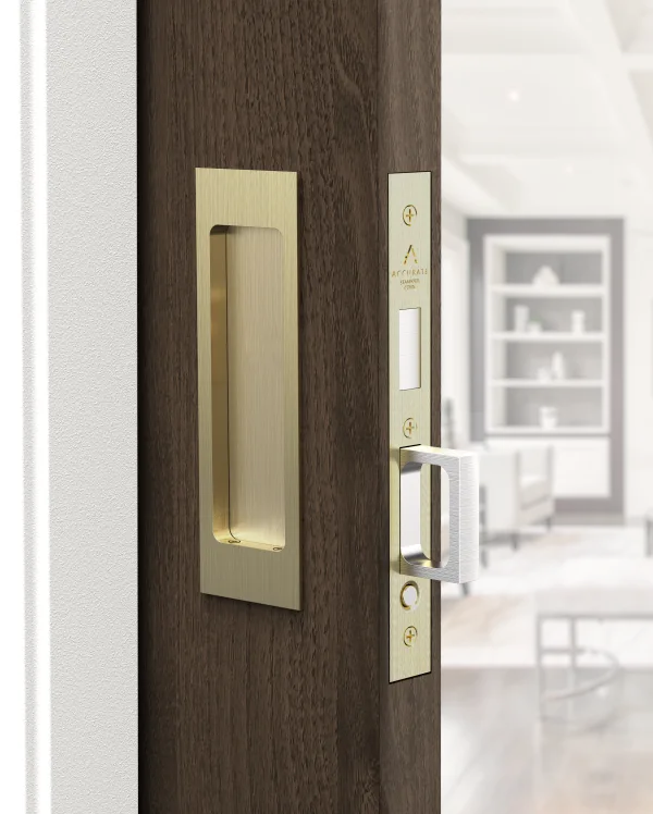 Accurate - Pocket Door Edge Pulls - 2002CPDS Double Door Strike Edge Pull (Lock Body Only)