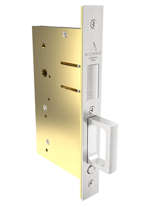 Accurate - Pocket Door Edge Pulls - 2002CPDS Double Door Strike Edge Pull (Lock Body Only)