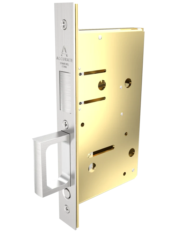 Accurate - Pocket Door Edge Pulls - 2002CPDS Double Door Strike Edge Pull (Lock Body Only)