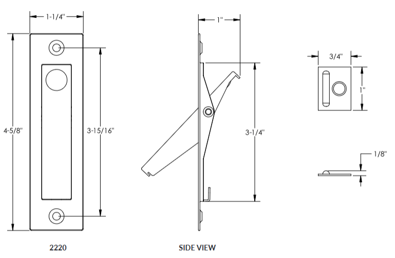 Emtek - Door Accessories - Modern Rectangular Jamb Bolt