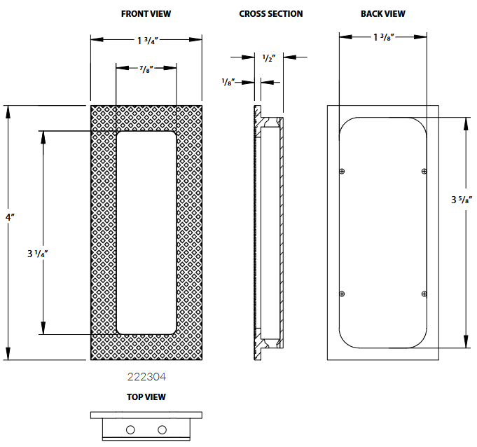 Emtek - Door Accessories - Modern Rectangular Knurled Flush Pull w/ Plain Pocket