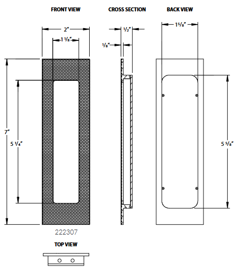 Emtek - Door Accessories - Modern Rectangular Knurled Flush Pull w/ Plain Pocket