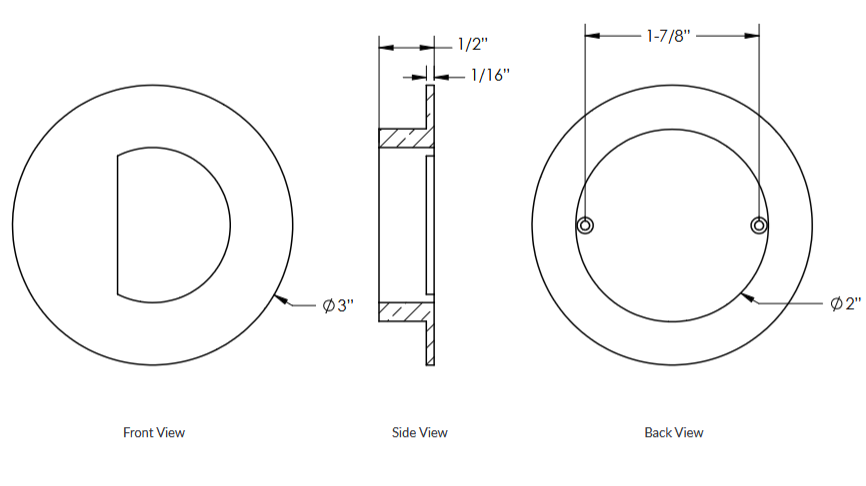 Emtek - Door Accessories - Round Flush Pull w/ Moon Pocket