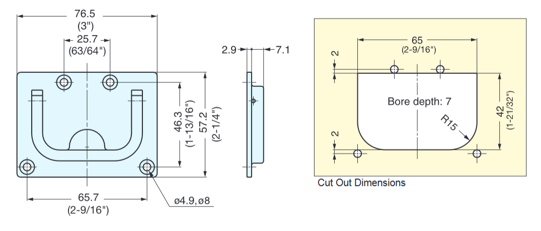 Sugatsune 26700 Stainless Steel Folding Ring Pull