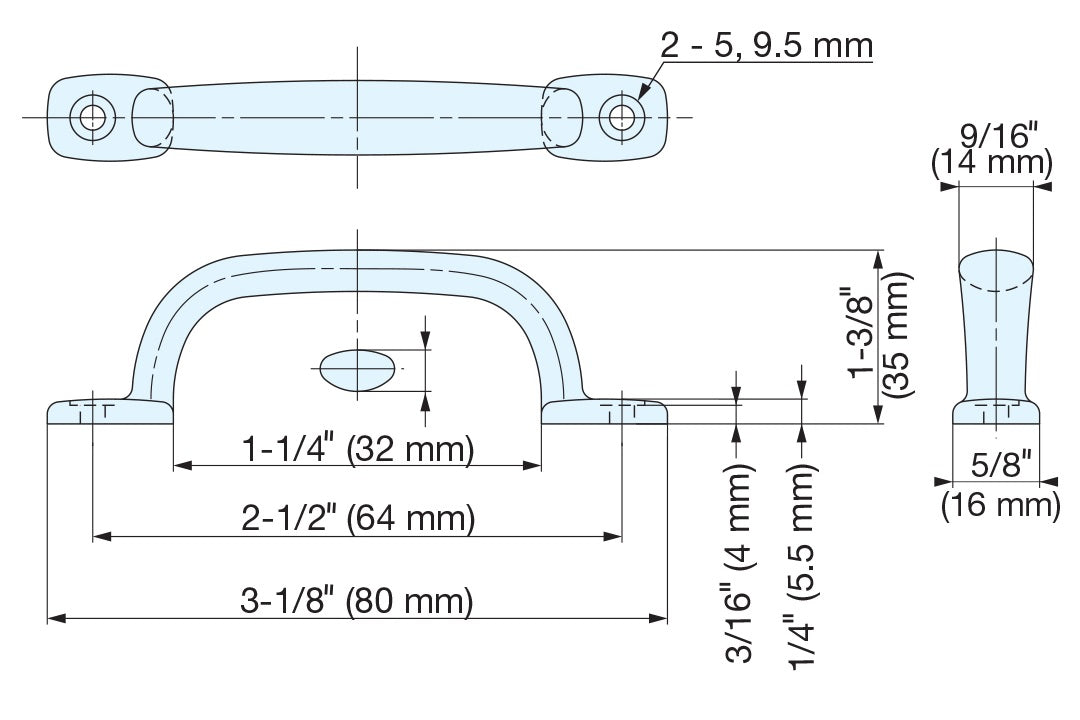 Sugatsune 2LC Stainless Steel Transom Handle Pull
