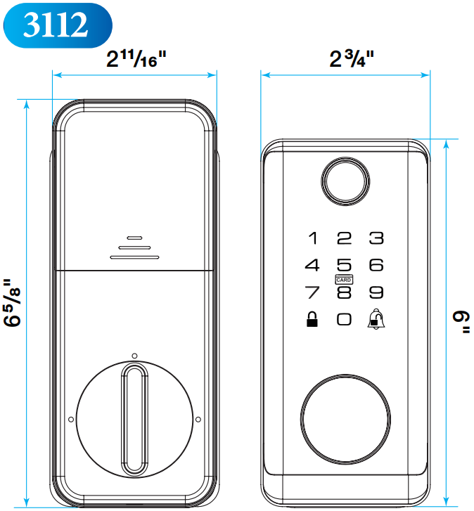 Omnia - Electronic Deadbolt - 3112 EOMNIA Digital Smart Keypad & Fingerprint