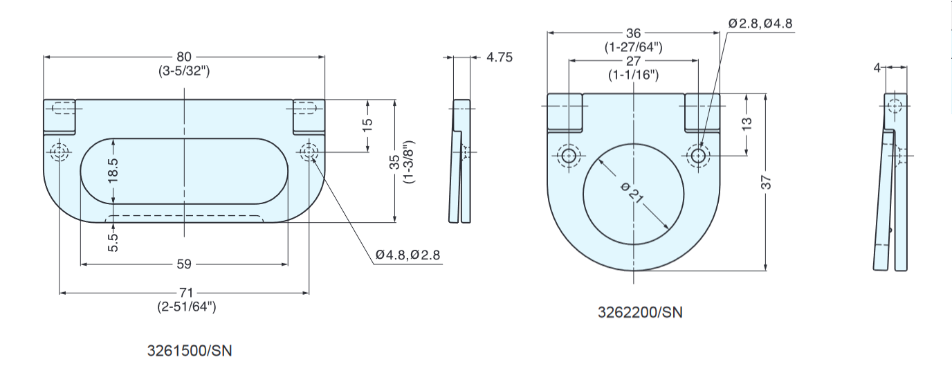 Sugatsune 3261/3262 Series Folding Ring Pull