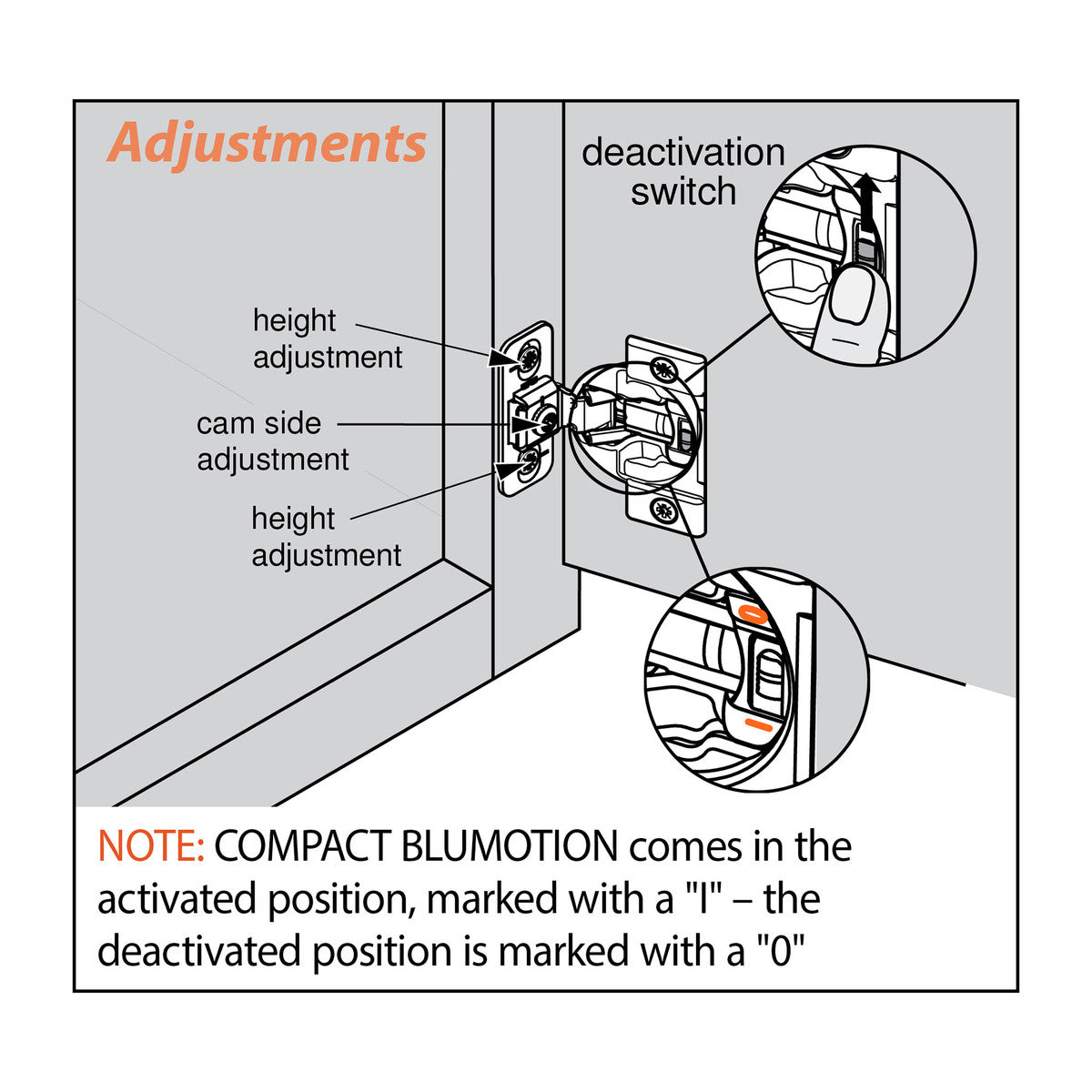 Blum 38B358BF22 Compact BLUMOTION 38B Hinge 107°, Soft-Close, 1-3/8 Overlay, w/Dowel