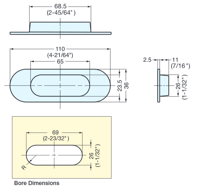 Sugatsune 3922 Series Recessed Pull