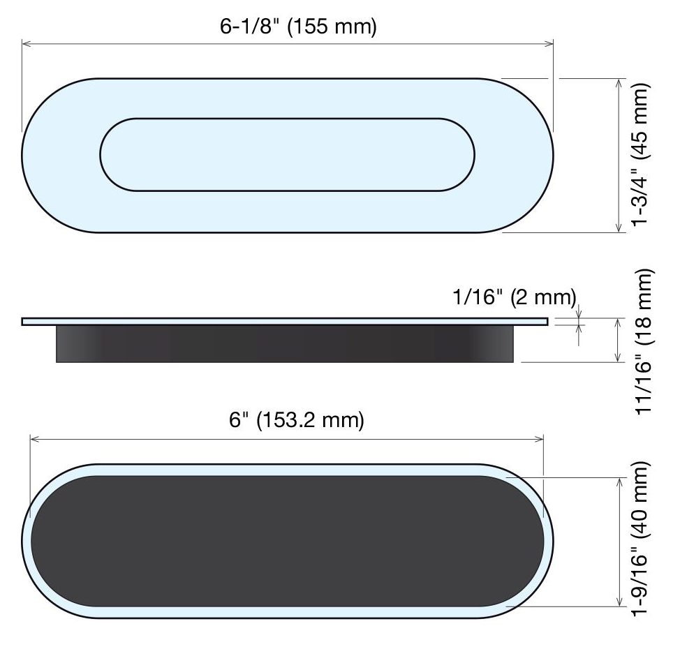 Sugatsune DSI-4504 Stainless Recessed Sliding Door Pull with Flush Cover
