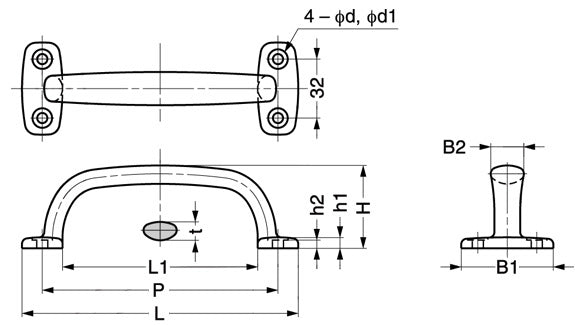 Sugatsune 4LC Stainless Steel Transom Handle Pull