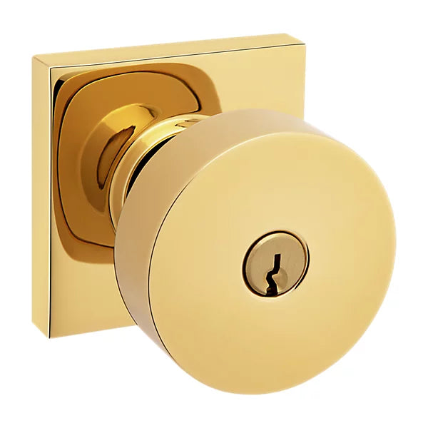 Baldwin - Estate Collection - Keyed Knobs & Levers - 5250 Minneapolis Keyed Door Knob w/ Square Rose (Pre-Configured)