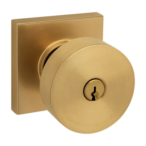 Baldwin - Estate Collection - Keyed Knobs & Levers - 5250 Minneapolis Keyed Door Knob w/ Square Rose (Pre-Configured)