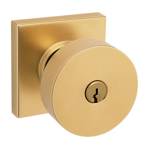 Baldwin - Estate Collection - Keyed Knobs & Levers - 5250 Minneapolis Keyed Door Knob w/ Square Rose (Pre-Configured)