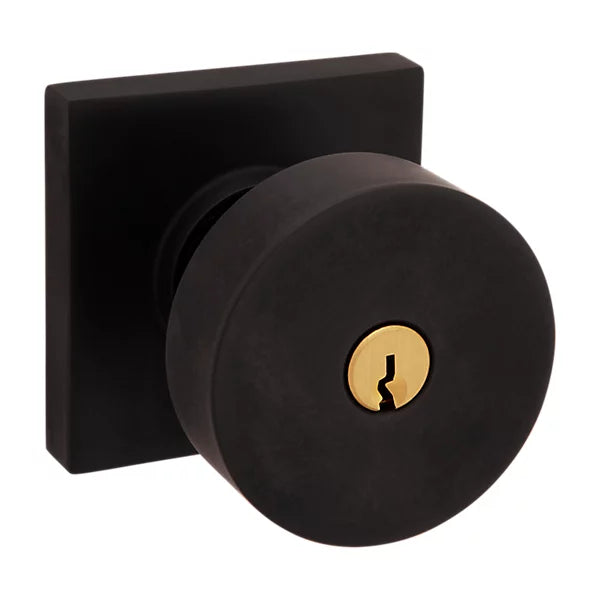 Baldwin - Estate Collection - Keyed Knobs & Levers - 5250 Minneapolis Keyed Door Knob w/ Square Rose (Pre-Configured)