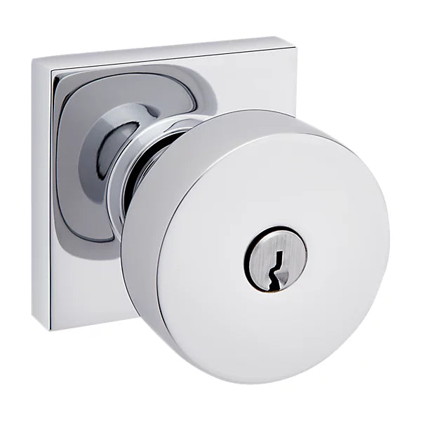 Baldwin - Estate Collection - Keyed Knobs & Levers - 5250 Minneapolis Keyed Door Knob w/ Square Rose (Pre-Configured)