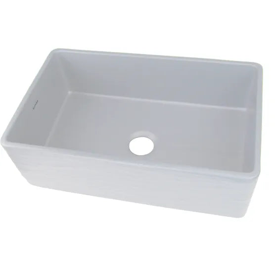 Nantucket Sink Embossed Vineyard Collection FCFS3320S-(W,MB)-Waves Nantucket Sinks' 33 Inch Farmhouse Fireclay Sink with Waves Apron