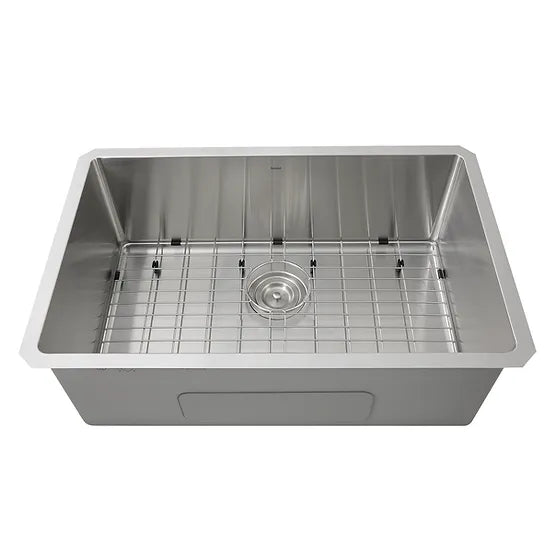 Nantucket Sink Pro Series SR3018 , Pro Series Rectangle Single Bowl Undermount Small Radius Corners Stainless Steel Kitchen Sink, 16 Gauge