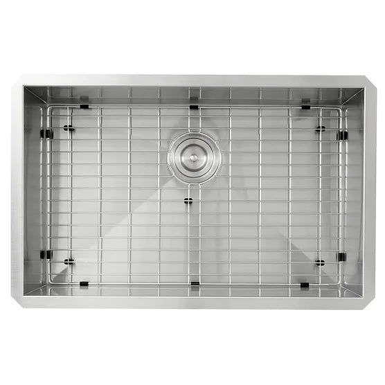 Nantucket Sink Pro Series ZR2818-16 , 28 Inch Pro Series Large Rectangle Single Bowl Undermount Zero Radius Stainless Steel Kitchen Sink
