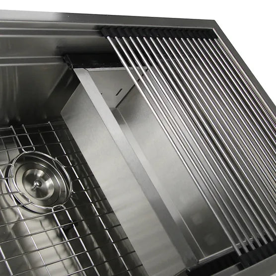 Nantucket Sink Prep Station ZR-PS-3220-16 , 32 Inch Pro Series Large Prep Station Single Bowl Undermount Stainless Steel Kitchen Sink