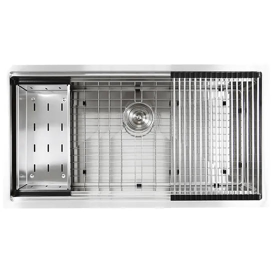 Nantucket Sink Prep Station SR-PS-3620-16 Prep Station Small Radius Undermount Stainless Sink with Accessories