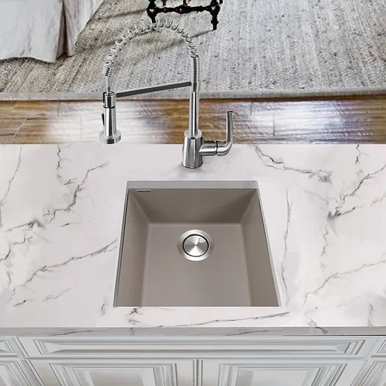 Nantucket Sink Plymouth PR1716-(BL,BR,TI,TR,W) 17" Single Bowl Undermount Granite Composite Bar-Prep Sink