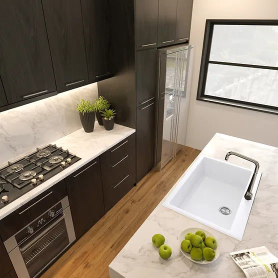 Nantucket Sink Plymouth PR3020-DM-(BL,S,W) , Large Single Bowl Dualmount Granite Composite