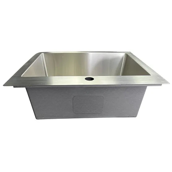 Nantucket Sink Pro Series SR2522-16 , 25 Inch Pro Series Small Rectangle Single Bowl Self Rimming Small Radius Stainless Steel Drop In Kitchen Sink (Single Hole)