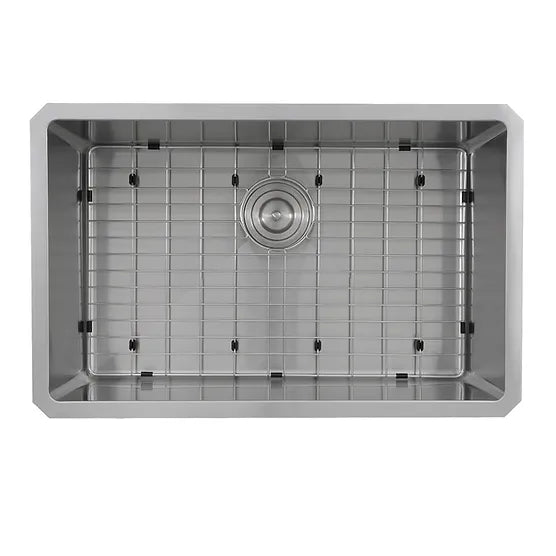 Nantucket Sink Pro Series SR3018 , Pro Series Rectangle Single Bowl Undermount Small Radius Corners Stainless Steel Kitchen Sink, 16 Gauge