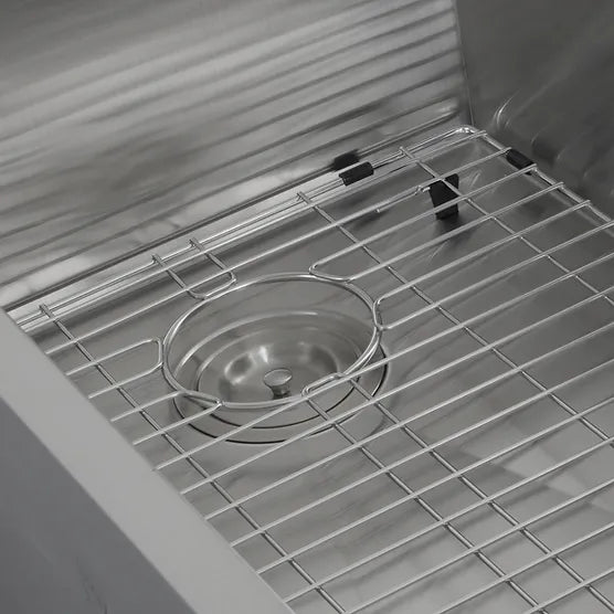 Nantucket Sink Pro Series ZR3218-OSD , 32 Inch Pro Series Large Rectangle Single Bowl Undermount Small Radius Stainless Steel Kitchen Sink, Offset Drain