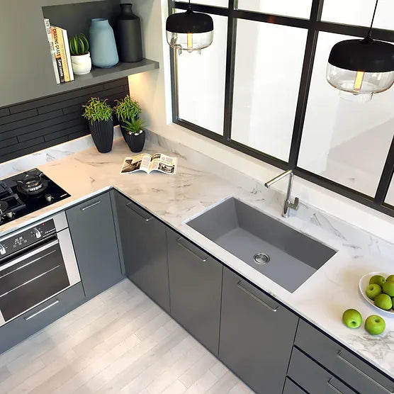 Nantucket Sink Plymouth PR3320-(BL,TI,TR,W,BR)-UM 33" Undermount Granite Composite Sink