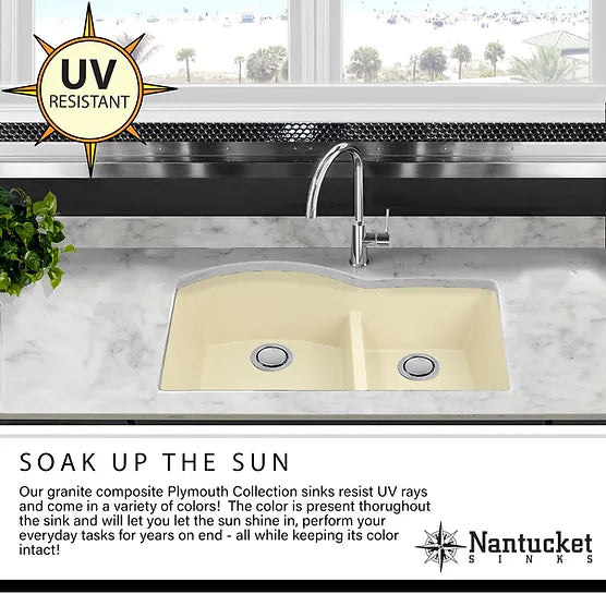 Nantucket Sink Plymouth PR3020-DM-(BL,S,W) , Large Single Bowl Dualmount Granite Composite