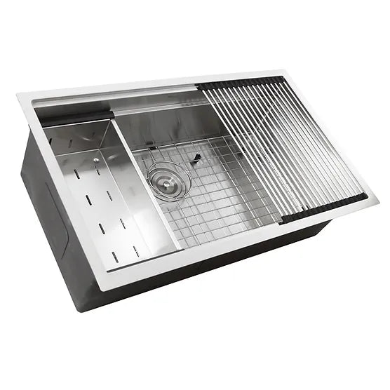 Nantucket Sink Prep Station SR-PS-3620-16 Prep Station Small Radius Undermount Stainless Sink with Accessories