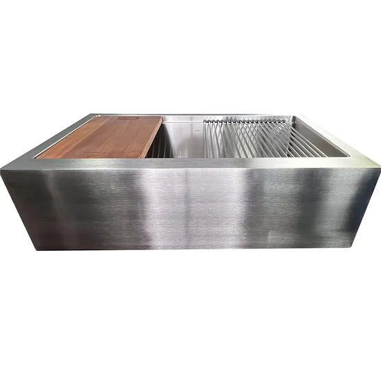 Nantucket Sink Pro Series AP-PS-3221-16 , 33 Inch Pro Series Single Bowl Farmhouse Apron Front Stainless Steel Kitchen Sink