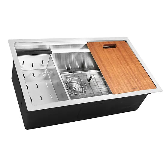Nantucket Sink Prep Station SR-PS2-2818-16 , 28 Inch Pro Series Prep-Station Single Bowl Undermount Stainless Steel Kitchen Sink with Included Accessories