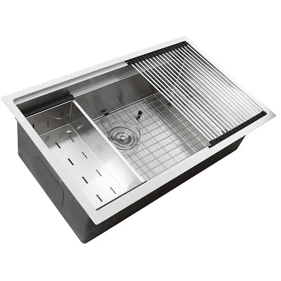 Nantucket Sink Prep Station SR-PS-3220-16 , 32 Inch Professional Prep Station Small Radius Undermount Stainless Kitchen Sink with Accessories