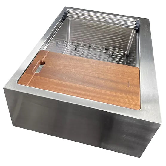 Nantucket Sink Pro Series AP-PS-3221-16 , 33 Inch Pro Series Single Bowl Farmhouse Apron Front Stainless Steel Kitchen Sink