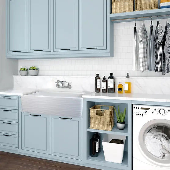 Nantucket Sink Embossed Vineyard Collection FCFS3320S-(W,MB)-Waves Nantucket Sinks' 33 Inch Farmhouse Fireclay Sink with Waves Apron