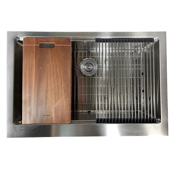 Nantucket Sink Pro Series AP-PS-3221-16 , 33 Inch Pro Series Single Bowl Farmhouse Apron Front Stainless Steel Kitchen Sink