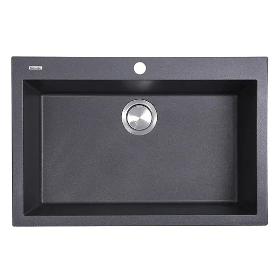 Nantucket Sink Plymouth PR3020-DM-(BL,S,W) , Large Single Bowl Dualmount Granite Composite