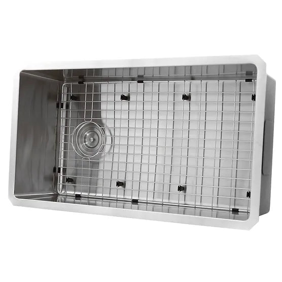 Nantucket Sink Pro Series SR3218-OSD , 32 Inch Large Rectangle Single Bowl Undermount Small Radius Corners Stainless Steel Reversible Kitchen Sink with Offset Drain